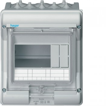 HAGER verdeelkast -waterdicht 1 rij 6 mod. HAGER verdeelkast -waterdicht 1 rij 6 mod.