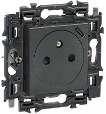 LEGRAND valena vlakke stopcontact tweepolig met aarding 16a (zwart) LEGRAND valena vlakke stopcontact tweepolig met aarding 16a (zwart)