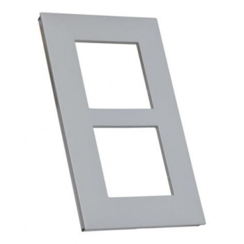 LEGRAND valena afdekplaat tweevoudig verticaal 57mm aluminium gefumeerd