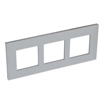 LEGRAND valena afdekplaat drievoudig verticaal 57mm aluminium gefumeerd