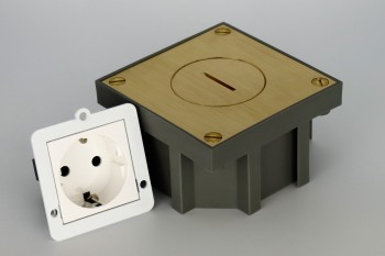 SQUARE arpi prise de sol 2p+terre latéral (schuko) 16a ip64 brushed brass SQUARE arpi prise de sol 2p+terre latéral (schuko) 16a ip64 brushed brass