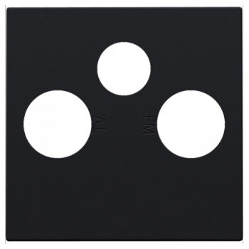 niko afwerkingsset voor 2 enkelvoudige coaxaansluitingen voor tv en fm en een satellietaansluiting matt black (161)