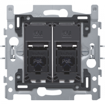 niko 2 connexions RJ45 UTP Cat 6A prêt pour l'alimentation PoE++ ,plat, fixation par griffes