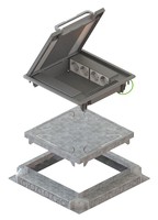 LEGRAND vloerdoos ik3 h50-70 mm uitgerust met 4 stopcontacten