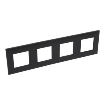 LEGRAND valena afdekplaat zwart chroom donker viervoudig hor.vert.71mm