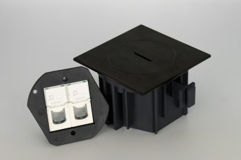 SQUARE arpi prise de sol ip66 2 x rj45 cat 6 utp gunpowder black stainless steel brushed