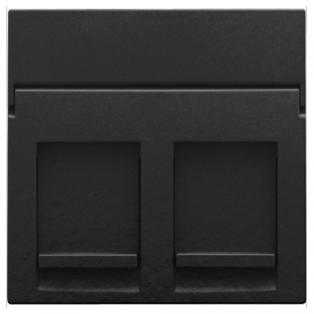 niko centraalplaat data voor 2 rj outlets piano black (200)