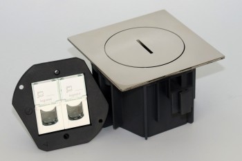 SQUARE arpi vloerstopcontact ip66 2 x rj45 cat 6 utp stainless steel polished