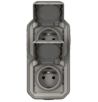 LEGRAND plexo ip55 2 voudige contactdoos 2polig-aarding verticaal / voorbedraad en klapdeksel met opbouwdoos