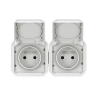 LEGRAND plexo ip55 tweevoudige contactdoos voorbedraad 16a 2polig-aarding steekklemmen horizontaal (white) LEGRAND plexo ip55 tweevoudige contactdoos voorbedraad 16a 2polig-aarding steekklemmen horizontaal (white)