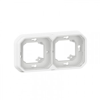 plexo ip55 inbouwkader voor 2 mechanismen hor of vertic. schroefbevestiging (wit)