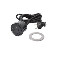 incara meubilair inbouw contactdoos 2p+a met snoer 2m en stekker (metaal rvs)