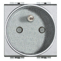 BTICINO living light prise 2p+t 10/16a tech contacts protégés alu BTICINO living light prise 2p+t 10/16a tech contacts protégés alu