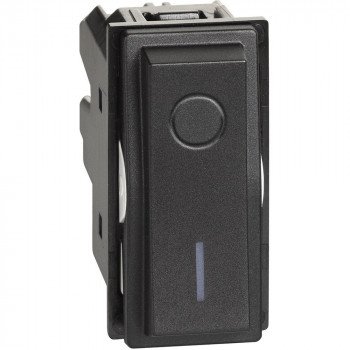 BTICINO living now tweepolig schakelaar 16a compleet 1 module zwart BTICINO living now tweepolig schakelaar 16a compleet 1 module zwart