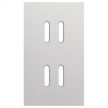 afdekplaat tweevoudig verticaal 60mm centerafstand voor 2 tweevoudige schakelfuncties rocker alu grey brushed (155)