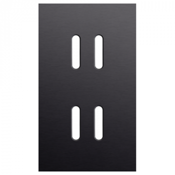 plaque de recouvrement double vertical 60 mm pour 2 fonctions double rocker alu black brushed (224)