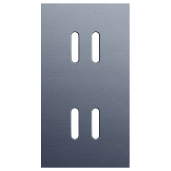 plaque de recouvrement double vertical 71mm pour 2 fonctions double rocker alu blue grey brushed (code 226)