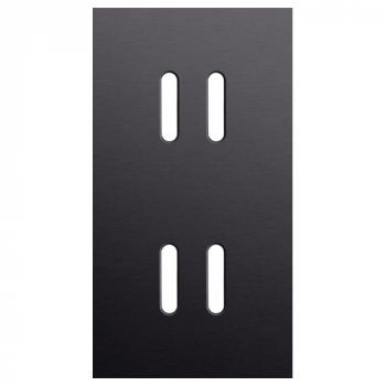 afdekplaat tweevoudig verticaal 71mm voor 2 tweevoudige schakelfuncties rocker alu black brushed (224)
