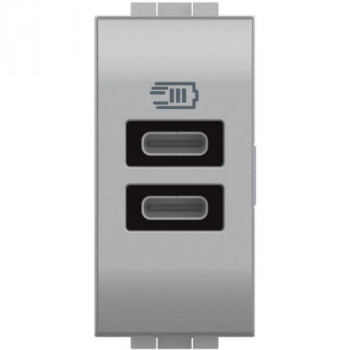 living light usb contactdoos dubbel type c 15w 1 module (alu)