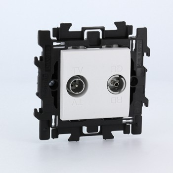 BTICINO living light coax-aansluiting tv-fm met spanklauwen BTICINO living light coax-aansluiting tv-fm met spanklauwen