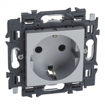 LEGRAND valena standaard stopcontact tweepolig met randaarding type schuko 16a alu