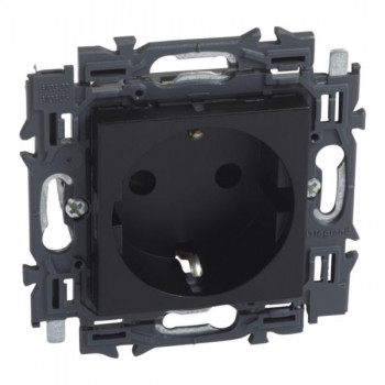 LEGRAND valena prise de courant simple 2p + terre latérale type schuko 16a noir LEGRAND valena prise de courant simple 2p + terre latérale type schuko 16a noir