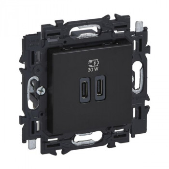 LEGRAND valena next dubbele usb type c +c lader 30w power delivery zwart