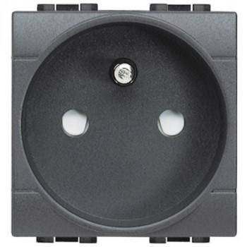 BTICINO living light stopcontact light 2p+a 10a afgeschermde klemmen (zwart)