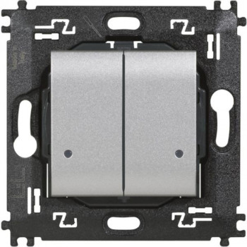 BTICINO living light with netatmo dubbele draadloze schakelaar 2 modules alu BTICINO living light with netatmo dubbele draadloze schakelaar 2 modules alu