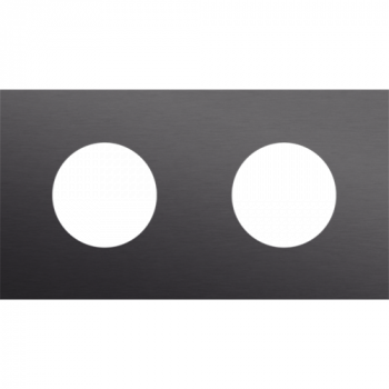 afdekplaat tweevoudig horizontaal 71mm voor 2 stopcontacten rocker-toggle alu black brushed (224)