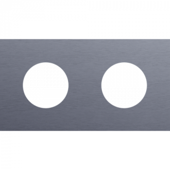 plaque recouvrement horizontal double entraxe 71mm pour 2 prises niko rocker - toggle alu blue grey brushed (code226)