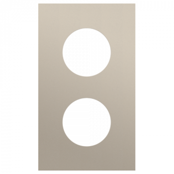 plaque recouvrement vertical double entraxe 60mm pour 2 prises niko rocker - toggle steel champagne coated (code166)