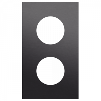 plaque recouvrement vertical double entraxe 60mm pour 2 prises niko rocker - toggle alu black brushed (code224)