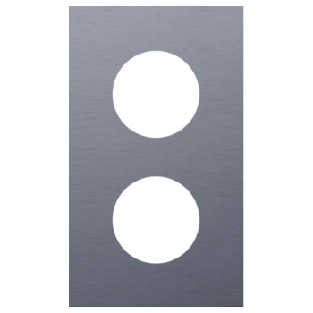 plaque recouvrement vertical double entraxe 60mm pour 2 prises niko rocker - toggle alu blue grey brushed (code226)