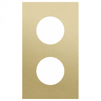 plaque recouvrement vertical double entraxe 60mm pour 2 prises niko rocker - toggle alu gold brushed (code227)