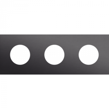 plaque recouvrement horizontal triple entraxe 71mm pour 3 prises niko rocker - toggle alu black brushed (code224)