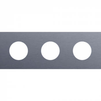plaque recouvrement horizontal triple entraxe 71mm pour 3 prises niko rocker - toggle alu blue grey brushed (code226)