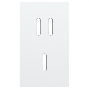 plaque de recouvrement double verticale 60mm pour 1 fonction double et 1 fonction simple rocker steel white coated (code 154)
