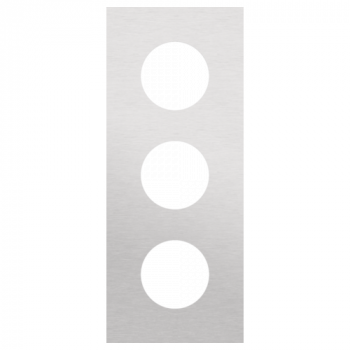 plaque recouvrement triple entraxe 60mm vertical pour 3 prises niko rocker - toggle alu grey brushed (code155)