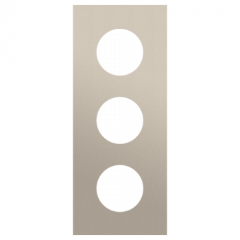 plaque recouvrement triple entraxe 60mm vertical pour 3 prises niko rocker - toggle steel champagne coated (code166)