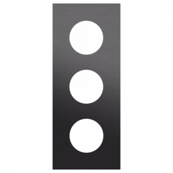 NIKO plaque recouvrement triple entraxe 60mm vertical pour 3 prises niko rocker - toggle alu black brushed (code224)
