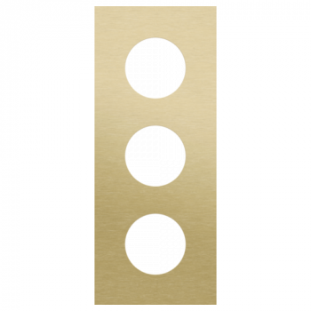 plaque recouvrement triple entraxe 60mm vertical pour 3 prises niko rocker - toggle alu gold brushed (code227)