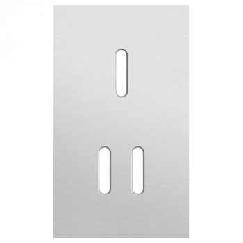 plaque de recouvrement double verticale 60mm pour 1 fonction simple et 1 fonction double interrupteur rocker alu grey brushed (code 155)