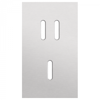 plaque de recouvrement double verticale 60mm pour 1 fonction double et 1 fonction simple interrupteur rocker alu grey brushed (code 155)