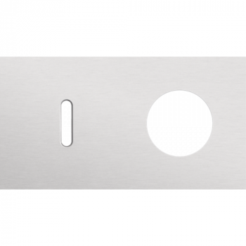 plaque de recouvrement double rocker horizontale 71mm pour 1 fonction simple et prise de courant alu grey brushed (code 155)