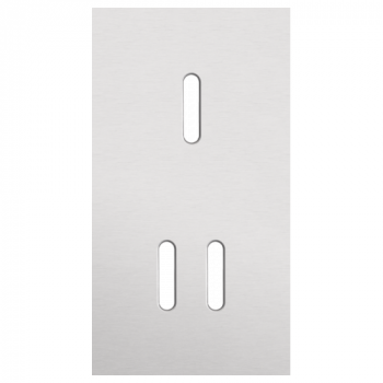 plaque de recouvrement double rocker horizontale 71mm pour 1 fonction simple et 1 double alu grey brushed (code 155)