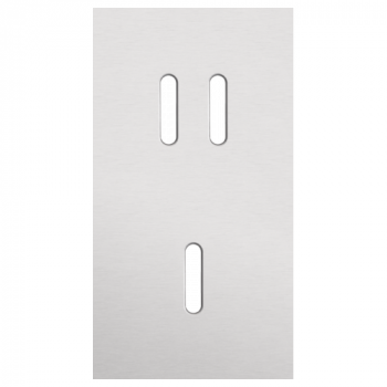 afdekplaat tweevoudig verticaal 71mm voor 1 tweevoudige en 1 enkelvoudig schakelfunctie rocker alu grey brushed (155)