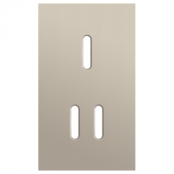 plaque de recouvrement double verticale 71mm pour 1 fonction simple et 1 fonction double rocker steel champagne coated (code 166)