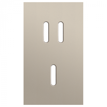 plaque de recouvrement double verticale 60mm pour 1 fonction double et 1 fonction simple interrupteur rocker steel champagne coated (code 166)