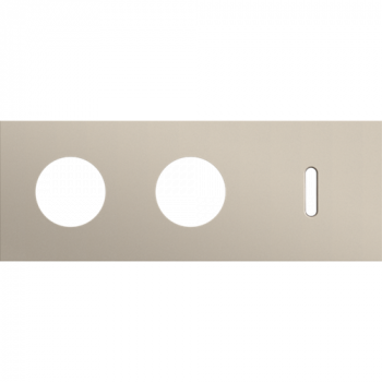 plaque de recouvrement triple horizontal 71mm pour 2 prises de courant et 1 fonction simple commutation rocker steel champagne coated (code 166)